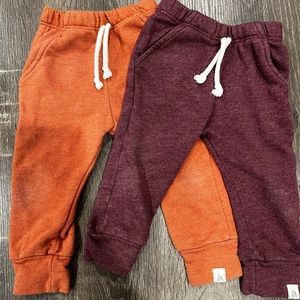 Lulu & Roo Terra Cotta Burnt Orange & Burgundy Joggers Size 6/12 months 2 pairs